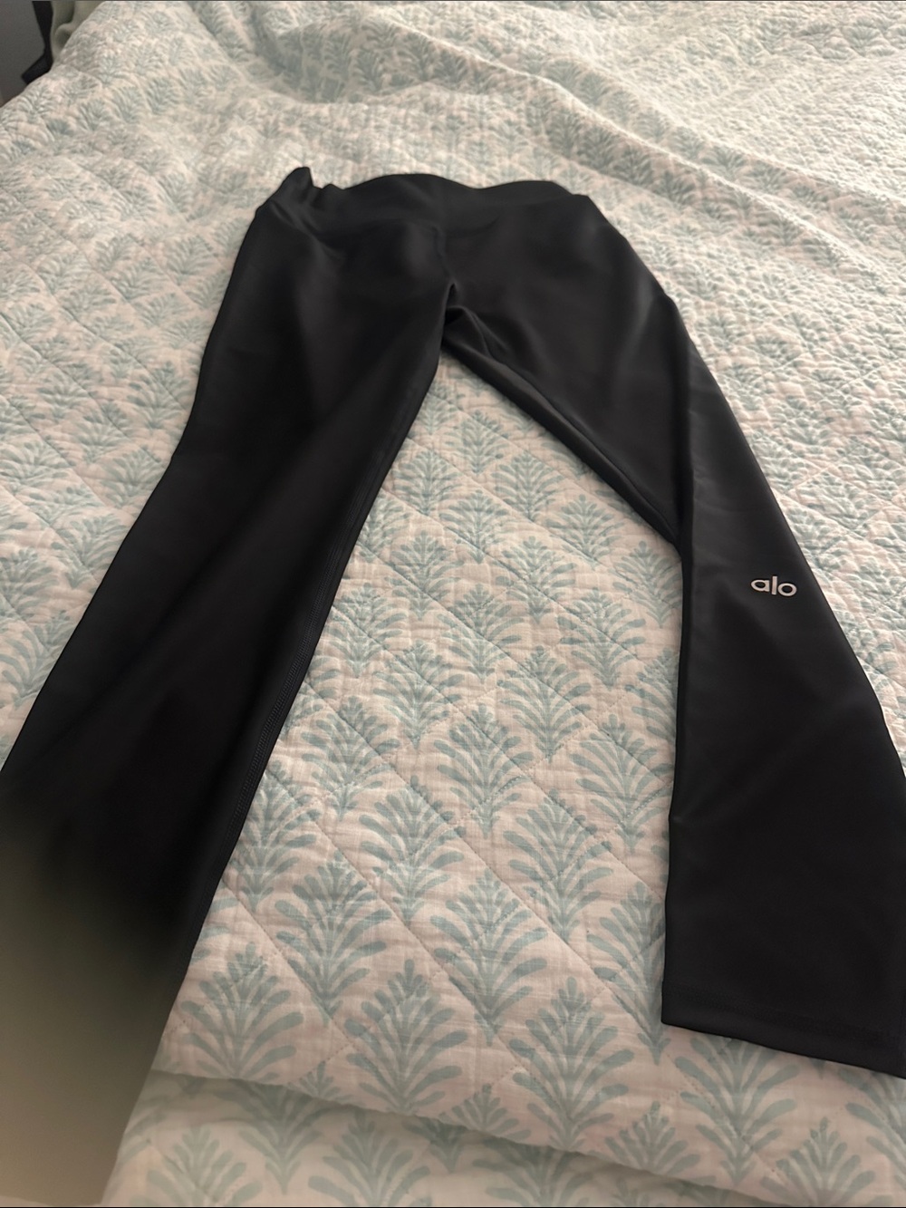 ALO Yoga Black Leggings with White Logo